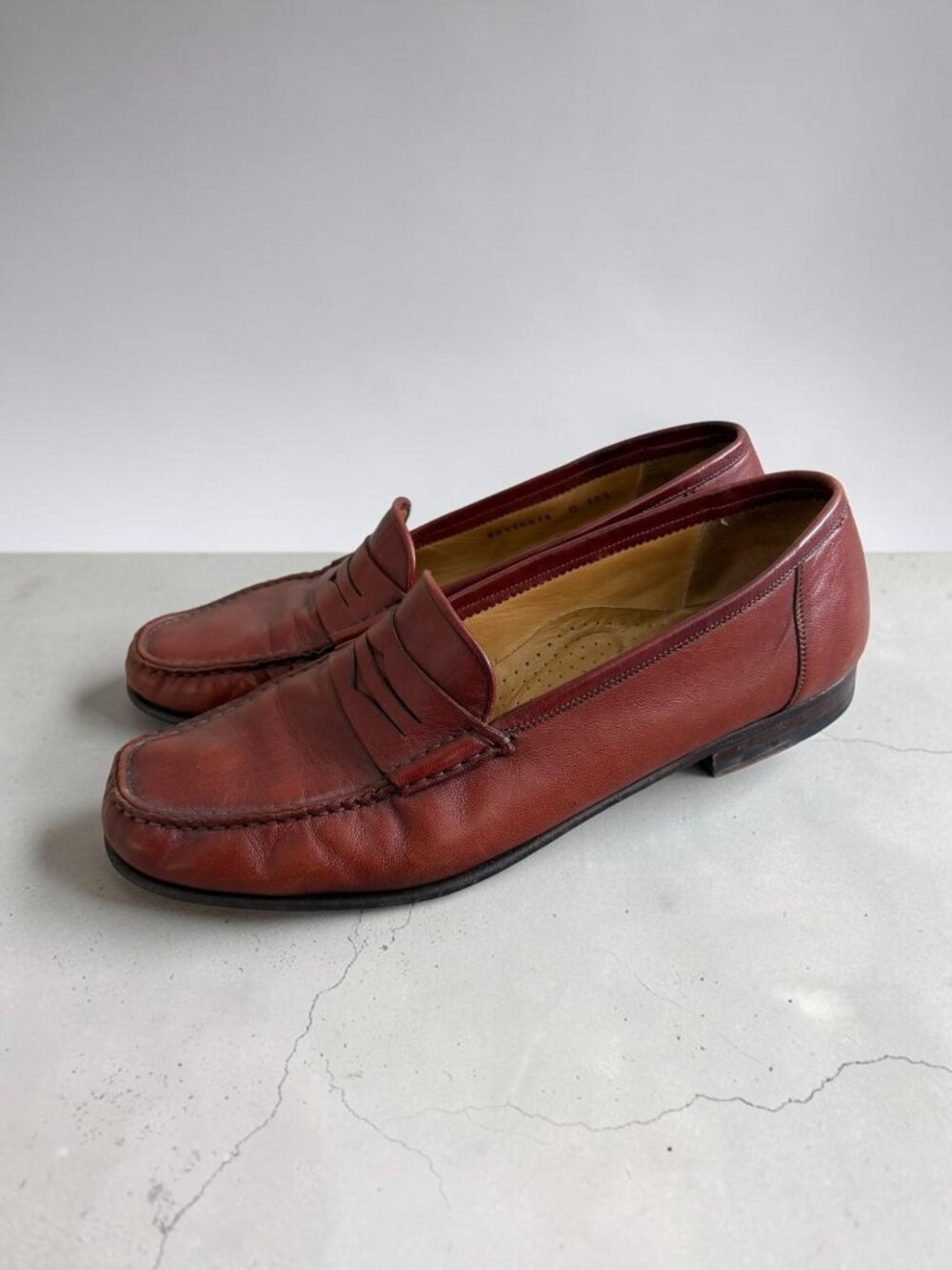 SANTONI Italian Men's Rich Brown Tan Leather Loafers Flats Size 10.5